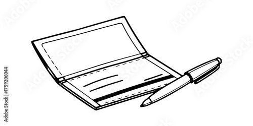 Illustration of checkbook pen writing finance bank business payment banking money financial savings account document