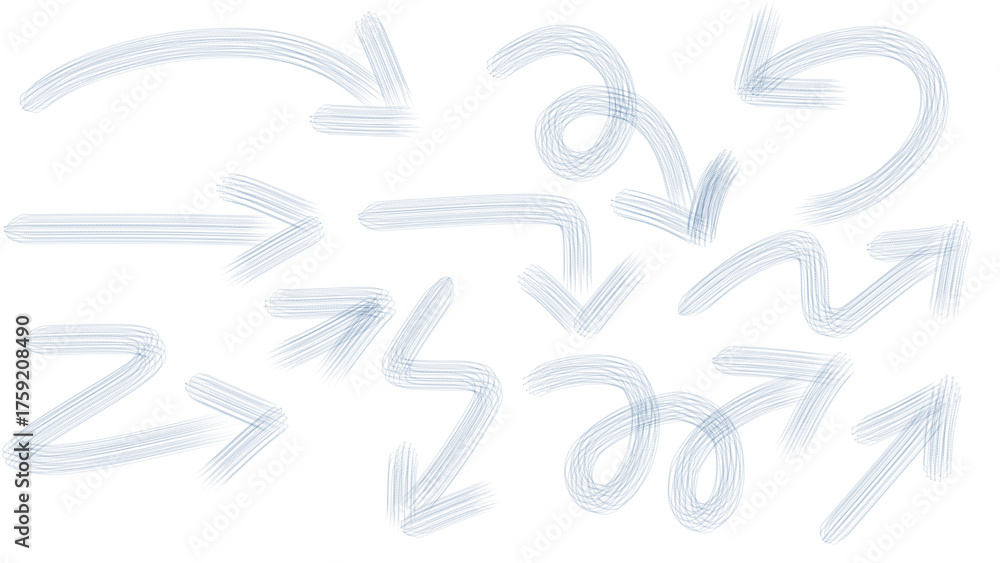 Fototapeta premium Hand-Drawn Doodle Arrows Set in Various Directions