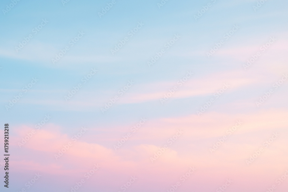 Obraz premium Pastel blue and white pink cloudy sky background