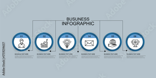 Vector Infographic design business template with icons and 6 options