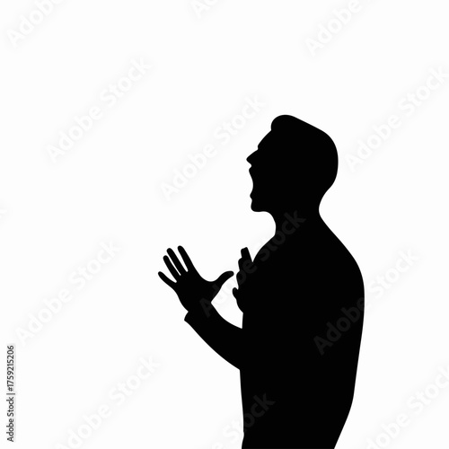 Silhouette Illustration of an Agitated Man Expressing Frustration and Anger