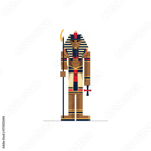 Geometric illustration of an ancient egyptian pharaoh isolated on white
