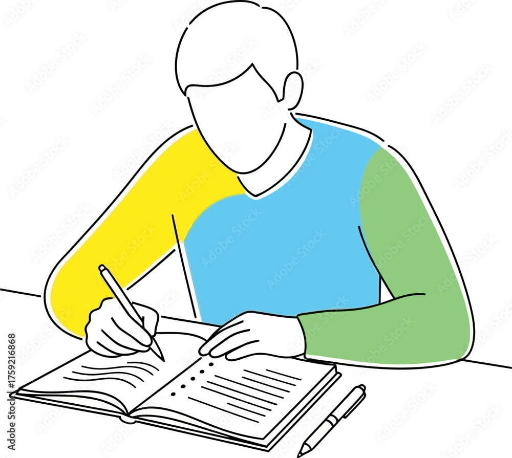 Fototapeta premium mindful creation unfolds a person diligently captures thoughts, igniting new ideas