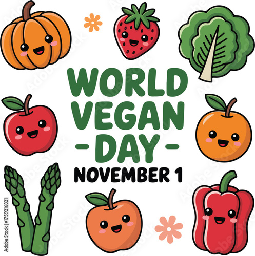 World Vegan Day Poster November 1 Plant Based Celebration Art
