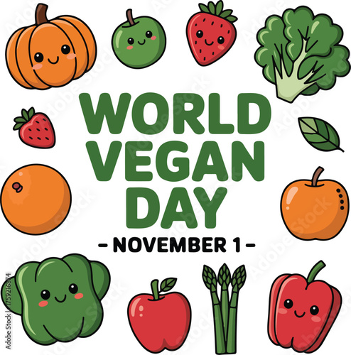 World Vegan Day Poster November 1 Plant Based Celebration Art
