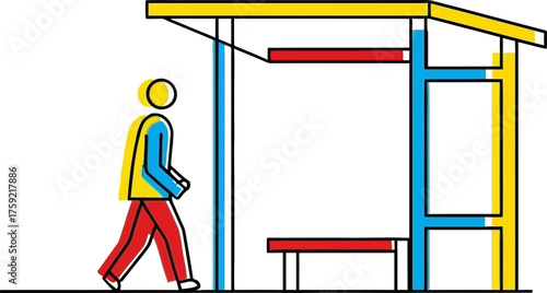 everyday commute vision figure approaches stop, anticipating next urban ride