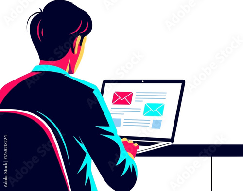 focused on communication, a stylish professional navigates the digital inbox