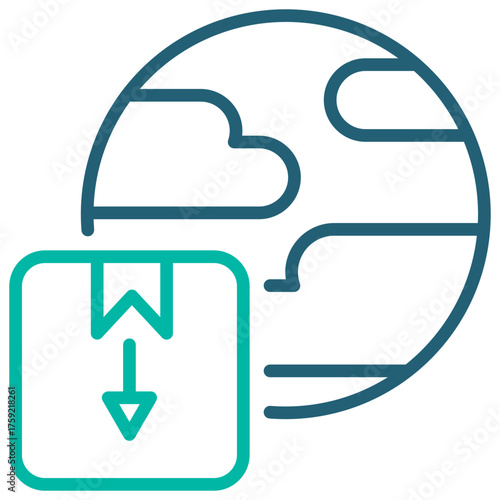 Import Outline Blue Icon