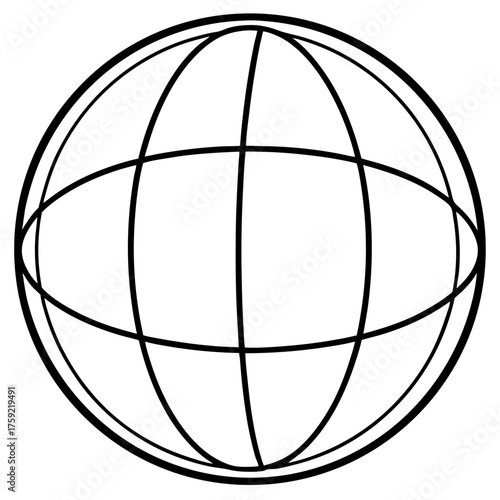 Abstract globe outline with meridians and parallels