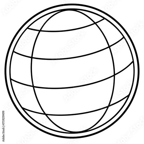 Simple outline globe icon with latitude and longitude lines