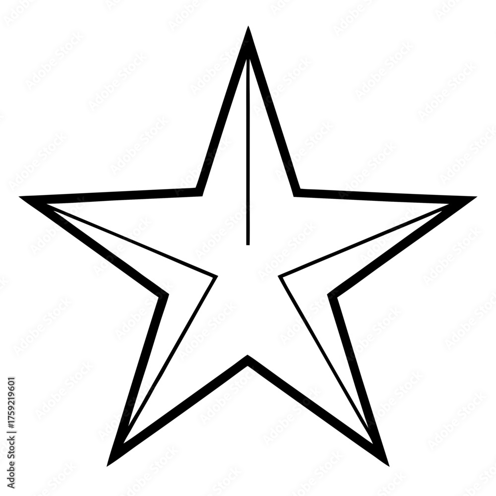 Fototapeta premium Abstract geometric five pointed star shape with bold outline