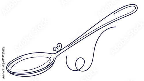 Elegant spoon line art for culinary designs and food blogs, perfect for minimalist menus and stylish kitchen decor projects, creating a sophisticated and modern aesthetic.