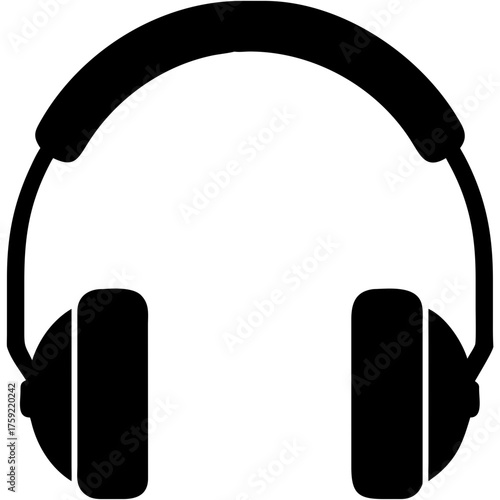 Sleek black headphones for music lovers, podcast enthusiasts, and gamers seeking immersive audio experiences, perfect for relaxation and focus, simple vector