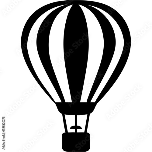 Whimsical hot air balloon silhouette ready for adventure, perfect for travel blogs, aviation themes, and uplifting designs promoting freedom and exploration