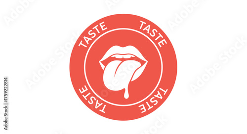 A striking red oval logo featuring a playful mouth with an extended tongue