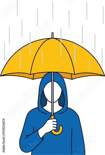 resilient spirit, yellow shield standing tall through lifes unexpected downpour