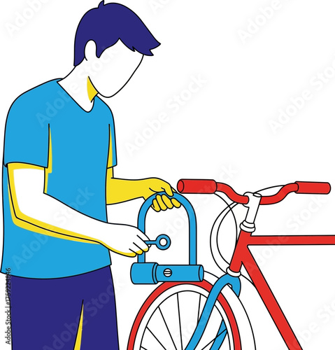 urban commuters ritual securing bike for safe city journeys ahead