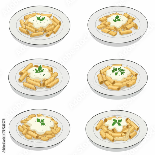 Handdrawn Delicious Rigatoni Pasta Dish On Plate Culinary Illustration