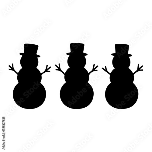 Christmas Winter Snow Season Snow Man Silhouette Vector