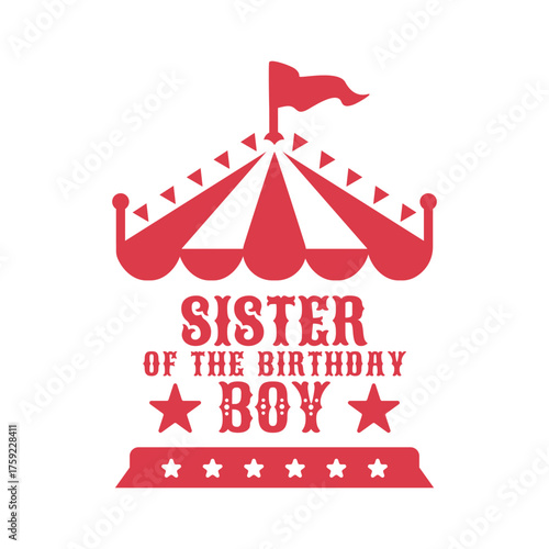 Circus tent silhouette celebrating birthday with festive typography