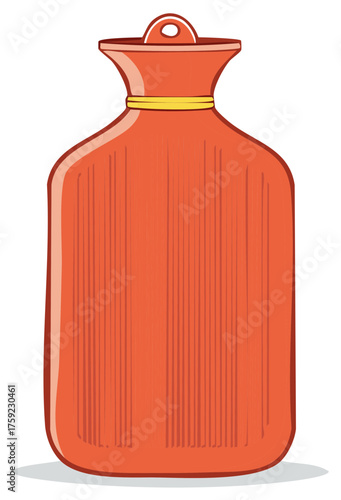Vector illustration of a classic orange rubber hot water bottle for warmth and therapy