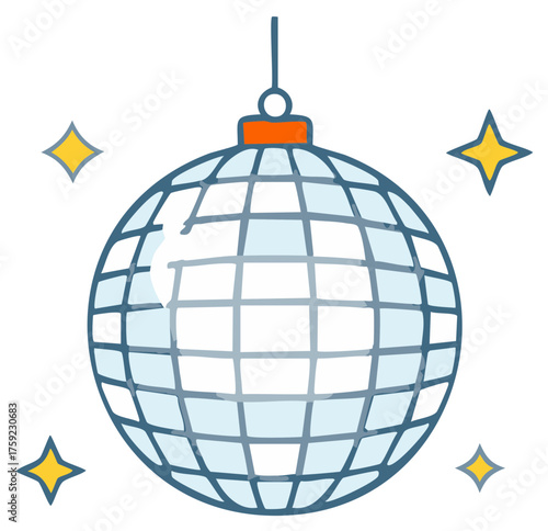 Sparkling Disco Ball Hand Drawn Illustration for Party and Celebration