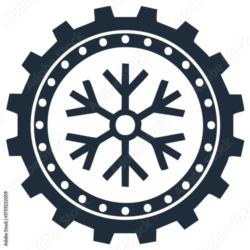 Gear Wheel with Snowflake - Cooling Concept Graphic Design Element