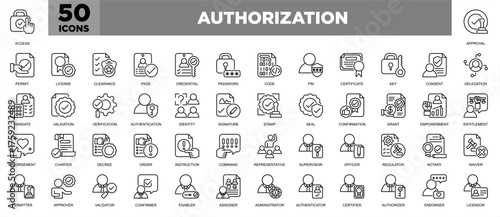 Authorization Icon Sheet Line Black Illustration