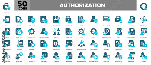 Authorization Icon Sheet Glyph Blue Illustration