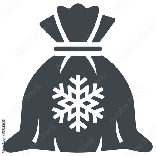 Winter Gift Bag with Snowflake Icon Symbolizing Cold or Snow