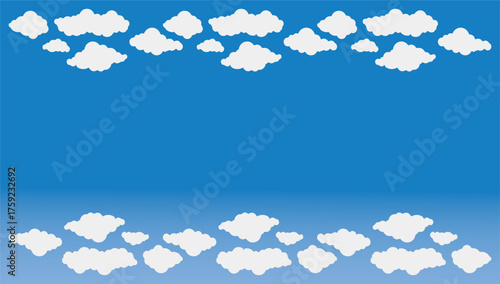 Cartoon Clouds and Blue Sky Vector Background with Copy Space