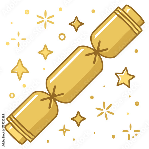 Golden Christmas Cracker Festive Celebration Party Illustration