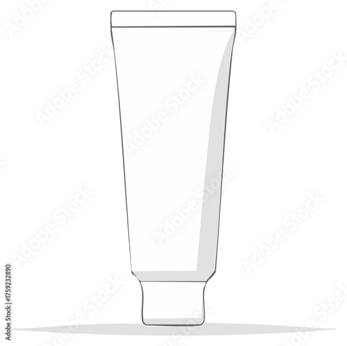 Simple line art illustration of a blank white tube for cosmetic cream or skincare product mockup