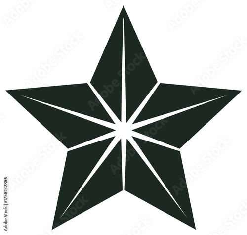 Modern geometric star icon with dark polygonal facets and radial lines