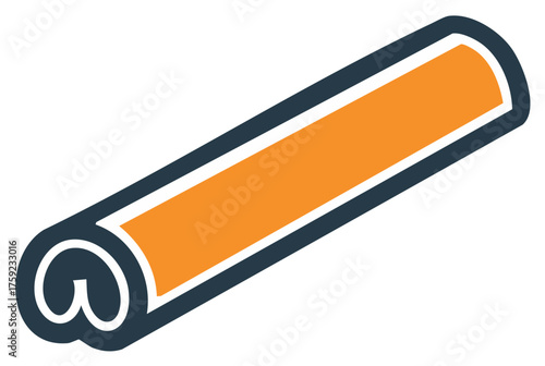 Stylized illustration of a cinnamon stick with clean lines and a flat design aesthetic