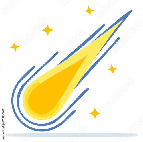 Stylized Shooting Star with Starry Elements Comet Vector Icon Space