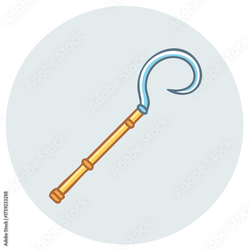 Shepherd's Crooks Vector Cartoon, Traditional Pasture Equipment, Herding Stick