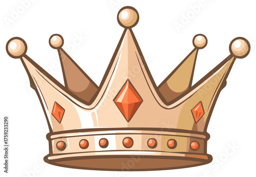 Ornate golden crown illustration with gemstone details and intricate design, royal symbol, luxury accessory