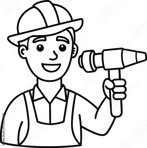 worker with hammer and screwdriver