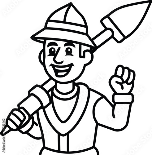 worker with shovel