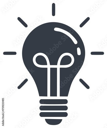 Simple Glyph Icon of a Bright Light Bulb Representing Innovation and Solution