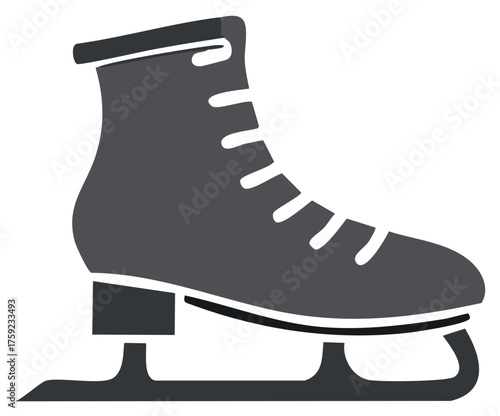 Stylized ice skate boot with blade vector icon for winter sports and seasonal activities