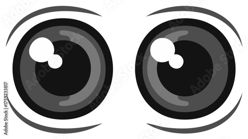 Expressive cartoon eyes illustration featuring large round pupils and stylized eyelids