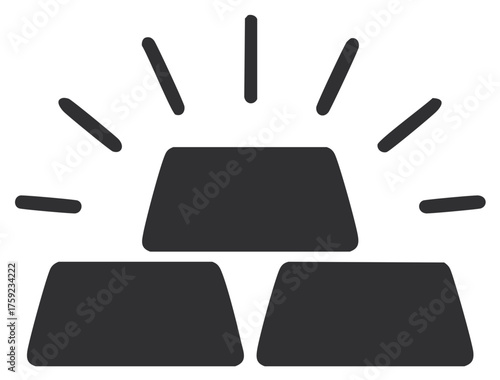 Stylized Icon of Gold Bars with Radiating Lines Symbolizing Value