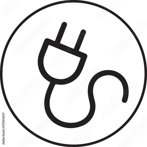 Simple icon of an electrical plug and cord