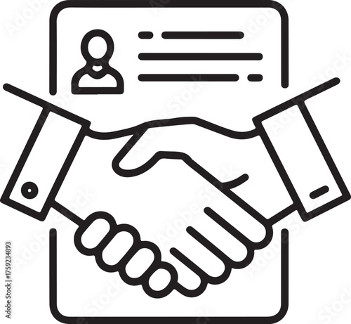 Digital contract agreement handshake icon