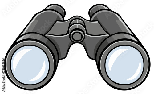 Illustration of a gray and black vector binoculars, observing, searching, and exploring.