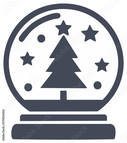 Christmas snow globe with festive tree and stars