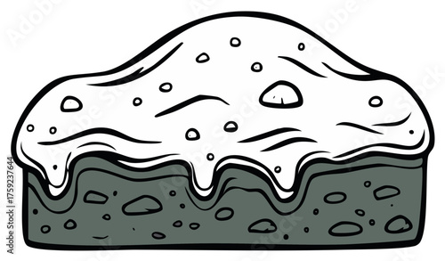 Iced brownie piece cartoon drawing a sweet confectionery dessert