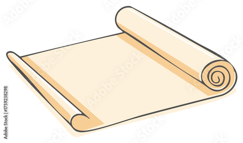 Illustration of an Old Scroll with Blank Paper for Ancient Messages and Storytelling